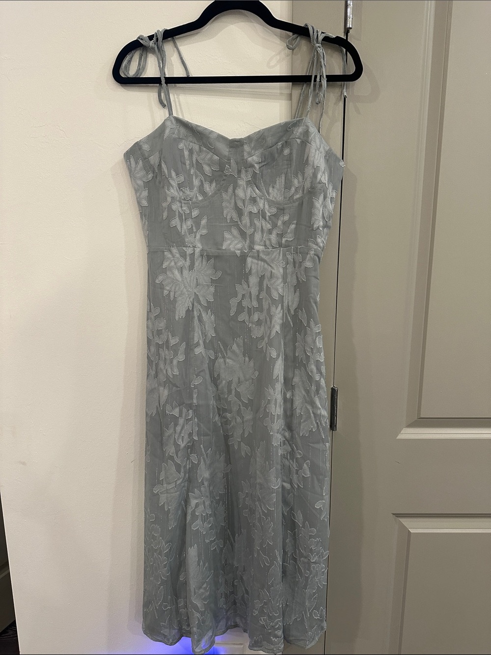 NWT Light Blue Floral Tie-Shoulder Midi Dress